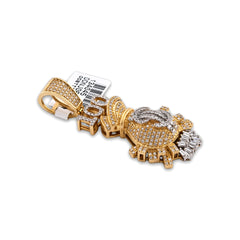 Mens 10k Gold 2CTW Natural Diamond Money Bag $100 Charm Baguette/Round Pendant 9.6gms