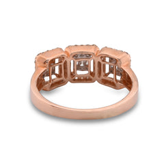 Rectangular 3 Link Mens 1CTW Natural Diamond 10k Rose Gold Baguette Centre Pinky Ring 4.4g