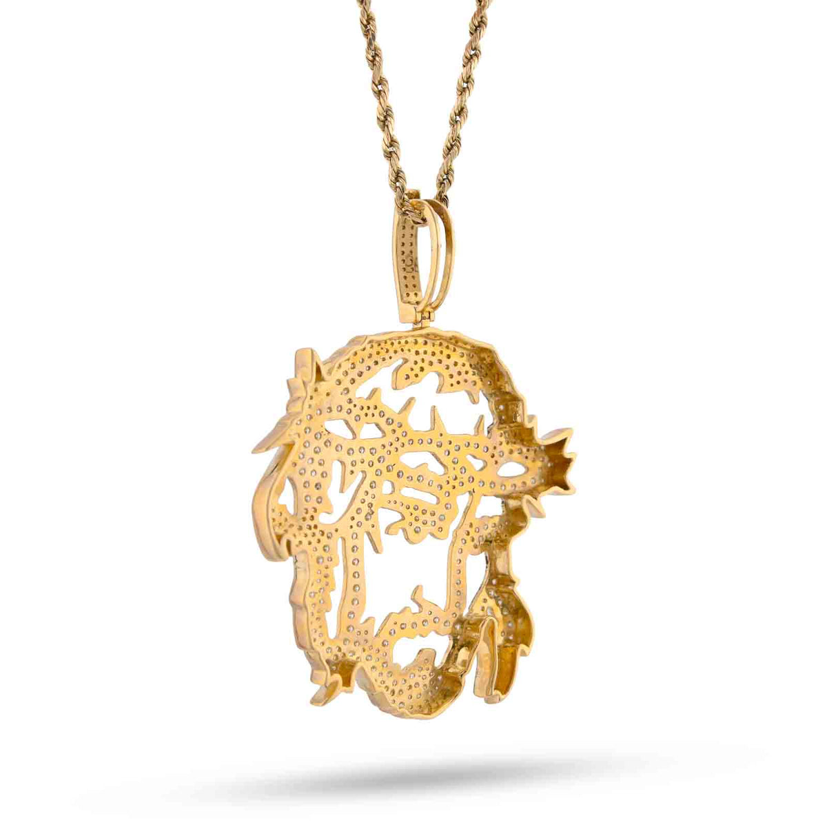 10k Yellow Gold 3.5CTW Natural Diamond Jesus Head Pendant Charm 16.6gms