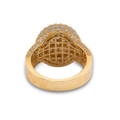 Flower Cluster Halo Natural Diamond 14K Yellow Gold Round 3CTW Mens Pinky Ring 9.6gms