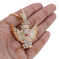10k Yellow Gold Lion w/ Wings & Crown 4.89CTW Natural Diamond Charm 18g Mens Pendant