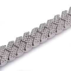 925 Sterling Silver 5CTW Natural Diamond 8MM Snake Cuban 8" Men Women Bracelet 25.1gms