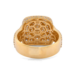 Square Shape Centre Round 2.14CTW Natural Diamond Halo 10k Gold Mens Pinky Ring 7.8g