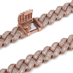13MM 10k Rose Gold 18.2CTW Baguette/Round Natural Diamond Cuban Link Chain 18"  67.1g Necklace