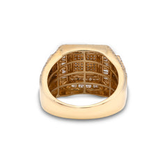 Rectangular Baguette 1.75CTW Natural Diamond 10k Yellow Gold Mens Pinky Ring 9.8gms