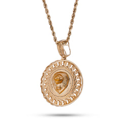 10k Yellow Gold 0.5CTW Natural Diamond Lion with Cuban Link Round Charm Men Pendant 7.4gms