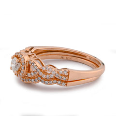Round Solitaire Centre Infinity Style 0.75CTW Natural Diamond Women Ring w/ Band 10k Rose Gold 2.8gms