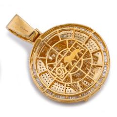 10k Yellow Gold 3.45CTW Round/Baguette Natural Diamond Round Shape Jesus Head Cross Crown Pendant 17.7g Charm