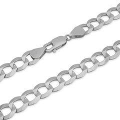 10k White Gold Solid Flat Cuban Chain 2.3gms to 196gms Necklace 2MM to 15.8MM Sizes 14" to 30"