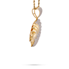 10k Yellow Gold 1.60CTW Natural Diamond  American Indian Face Pendant Mens Charm 13.7gms
