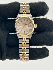 Rolex Date Silver/Gold Stick Dial on 2 Tone Jubilee D Link Bracelet Ref. 69173 1984