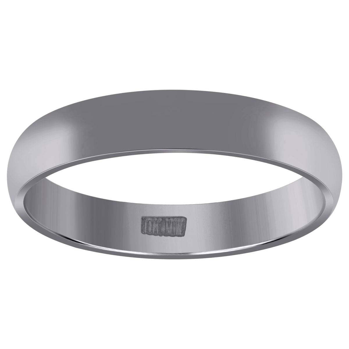 10kt White Gold Unisex 4mm Comfort-Fit Wedding Band Ring Size 7