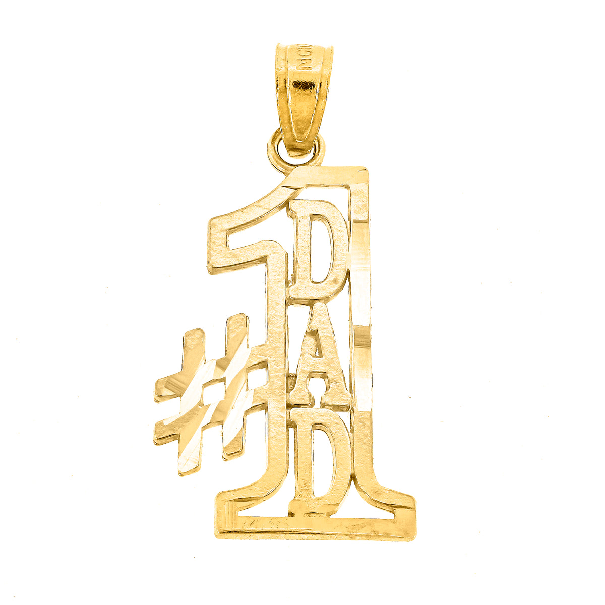 10kt Yellow Gold Diamond-Cut Mens No. 1 Dad Letters & Words Charm Pendant
