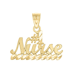 10kt Yellow Gold Unisex No.1 Nurse Letters & Words Charm Pendant