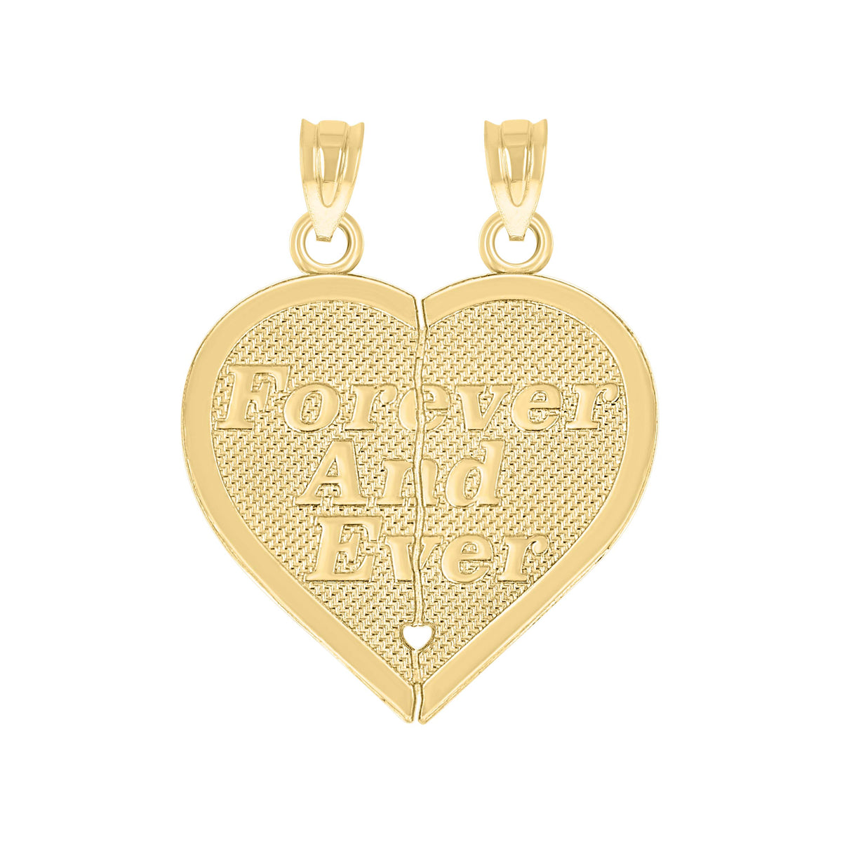 10kt Gold Diamond-Cut Unisex Friends Apart But Always Together Broken Heart Pendant
