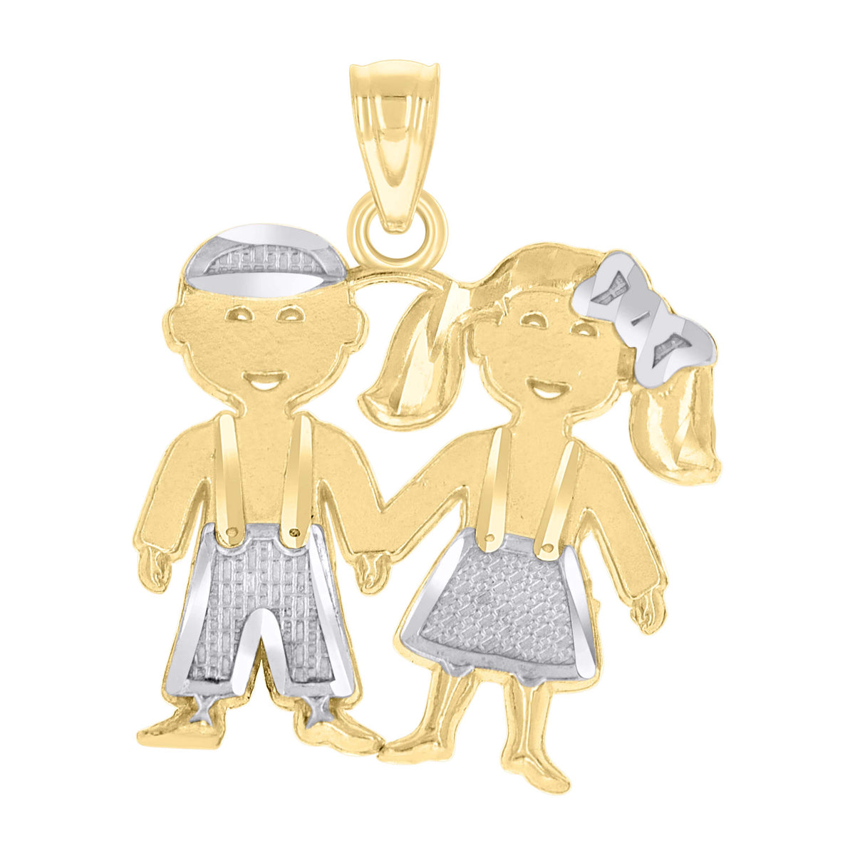 10kt Gold Two-Tone Baby Twin Boys Charm Pendant