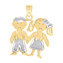 10kt Gold Two-Tone Baby Twin Boys Charm Pendant
