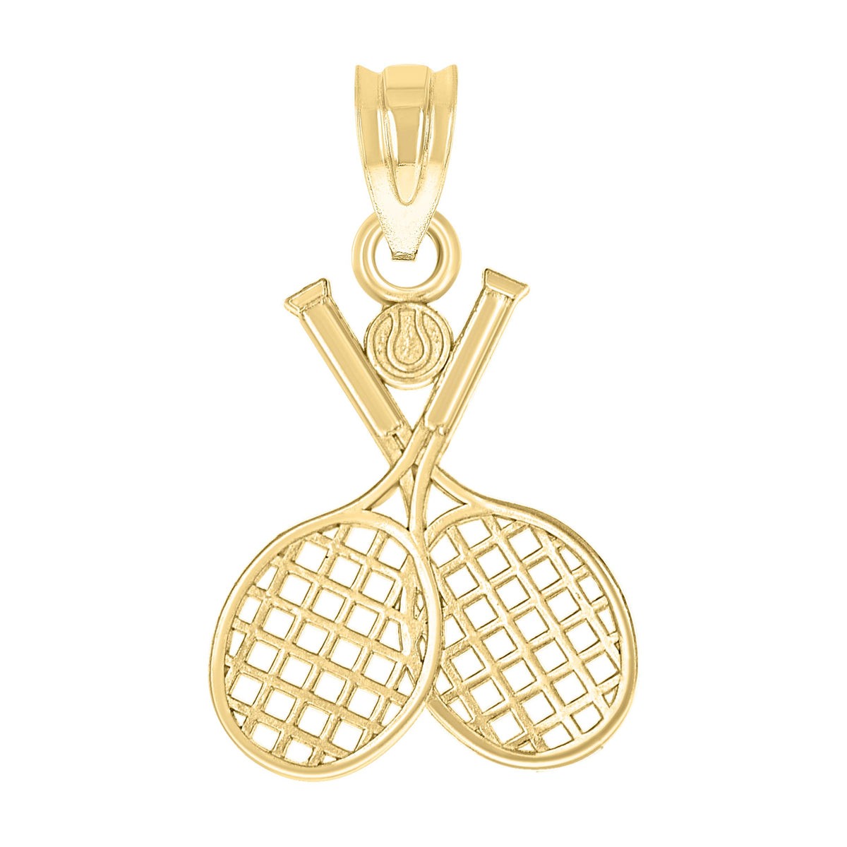 10kt Yellow Gold Unisex Tennis Racquets Ball Sports Charm Pendant