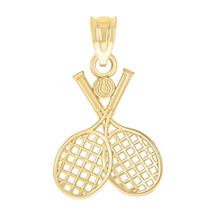 10kt Yellow Gold Unisex Tennis Racquets Ball Sports Charm Pendant