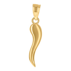 10kt Yellow Gold Unisex Italian Horn Good Luck Charm Pendant