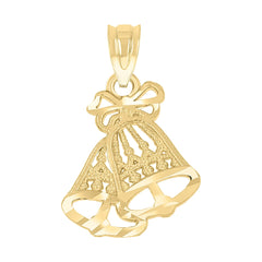 10kt Yellow Gold Diamond-Cut Womens Bells Luck Charm Pendant