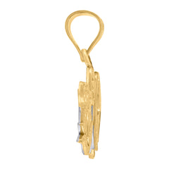 10kt Gold Two-Tone Textured Mens Jesus Religious Charm Pendant