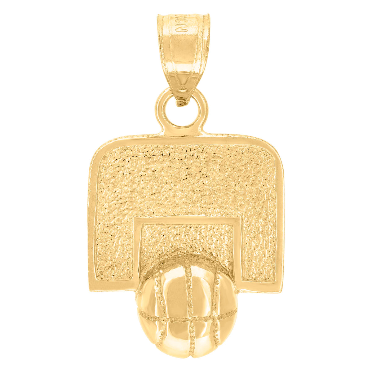 10kt Yellow Gold Diamond-Cut Mens Basket Ball Sports Charm Pendant