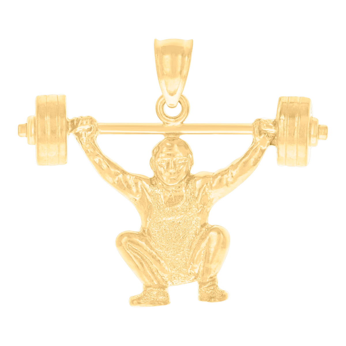 10kt Yellow Gold Mens Weight Lifting Sports Charm Pendant