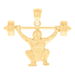 10kt Yellow Gold Mens Weight Lifting Sports Charm Pendant