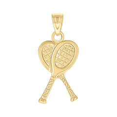 10kt Yellow Gold Diamond-Cut Unisex Tennis Racquets Sports Charm Pendant