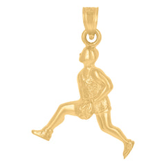 10kt Yellow Gold Mens Textured Soccer Player Sports Charm Pendant
