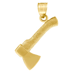 10kt Yellow Gold Diamond-Cut Textured Mens Axe Tools Charm Pendant
