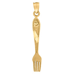 10kt Yellow Gold Mens Fork Household Charm Pendant