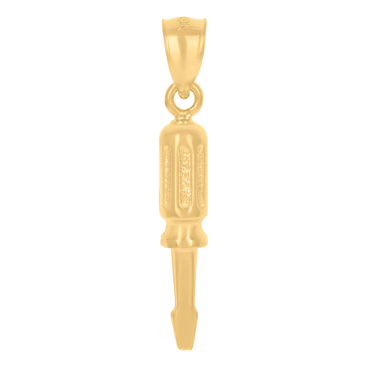 10kt Yellow Gold Textured Unisex Screw Driver Tools Charm Pendant