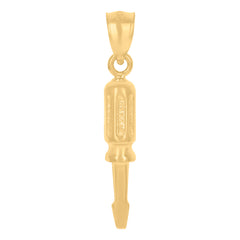 10kt Yellow Gold Textured Unisex Screw Driver Tools Charm Pendant