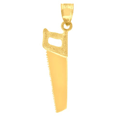 10kt Yellow Gold Mens Saw Tools Charm Pendant