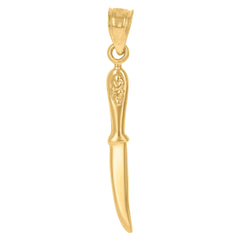 10kt Yellow Gold Unisex Knife Tools Charm Pendant
