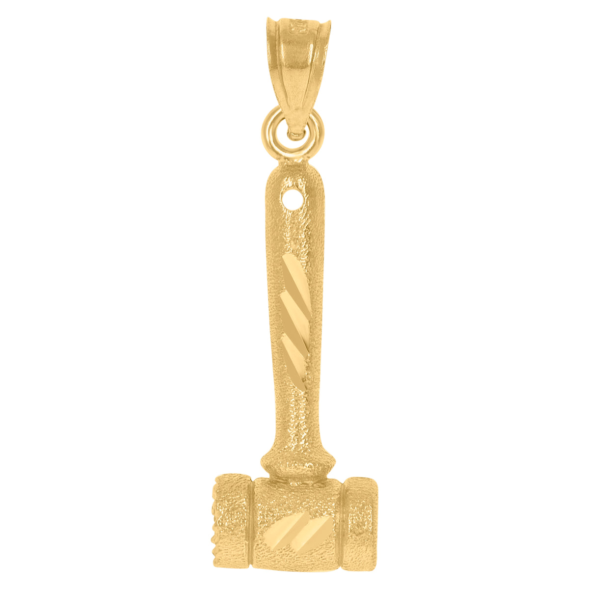 10kt Yellow Gold Mens Textured Hammer Household Charm Pendant