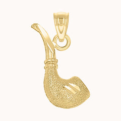 10kt Yellow Gold Textured Mens Smoking Pipe Tools Charm Pendant