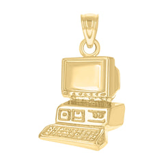 10kt Yellow Gold Mens Computer Charm Pendant