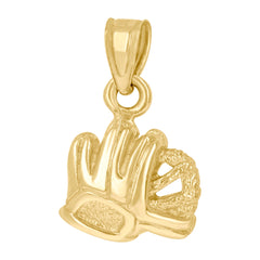 10kt Yellow Gold Unisex Baseball Glove Ball Sports Charm Pendant