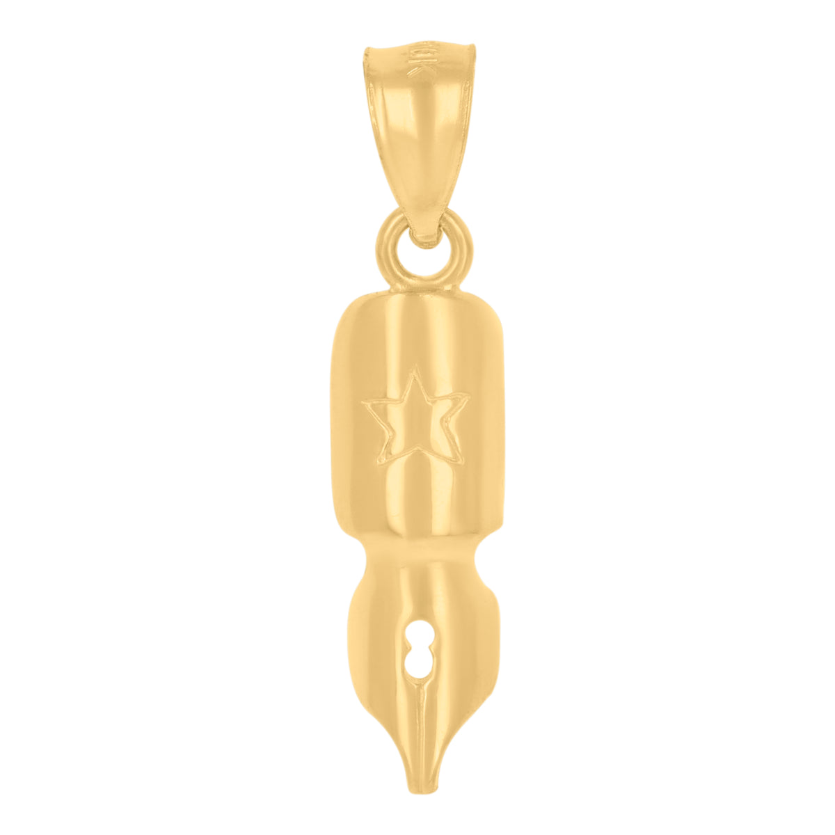 10kt Yellow Gold Mens Pen Nib Charm Pendant