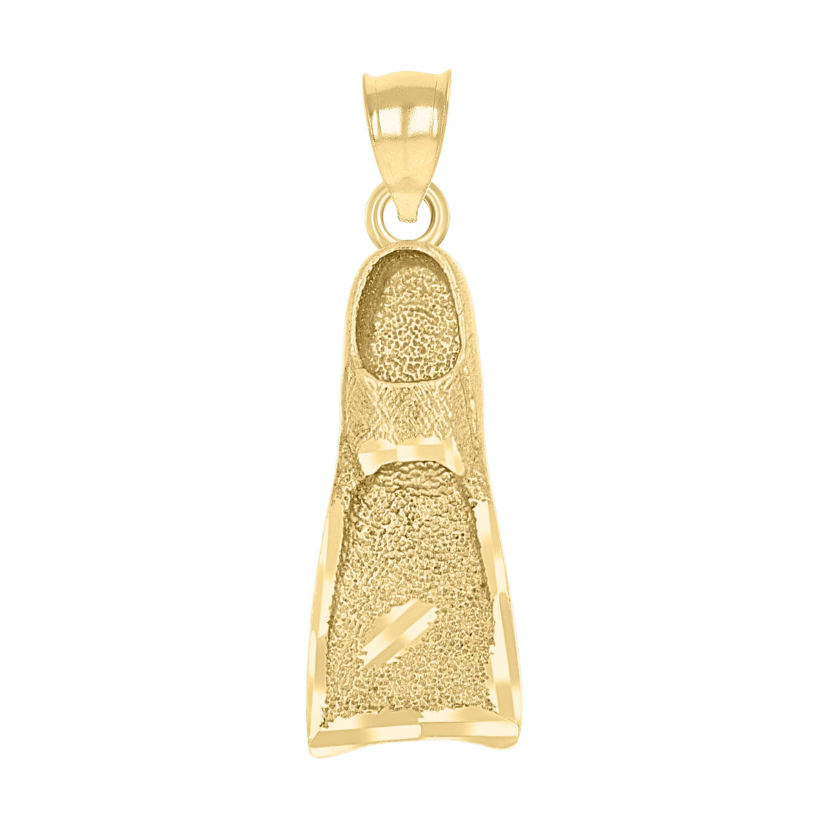 10kt Yellow Gold Unisex Textured Swim Fins Charm Pendant