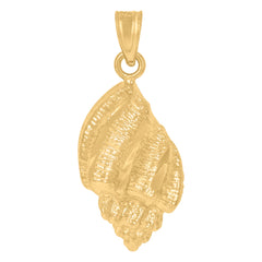 10kt Yellow Gold Womens Textured Seashell Animal Charm Pendant