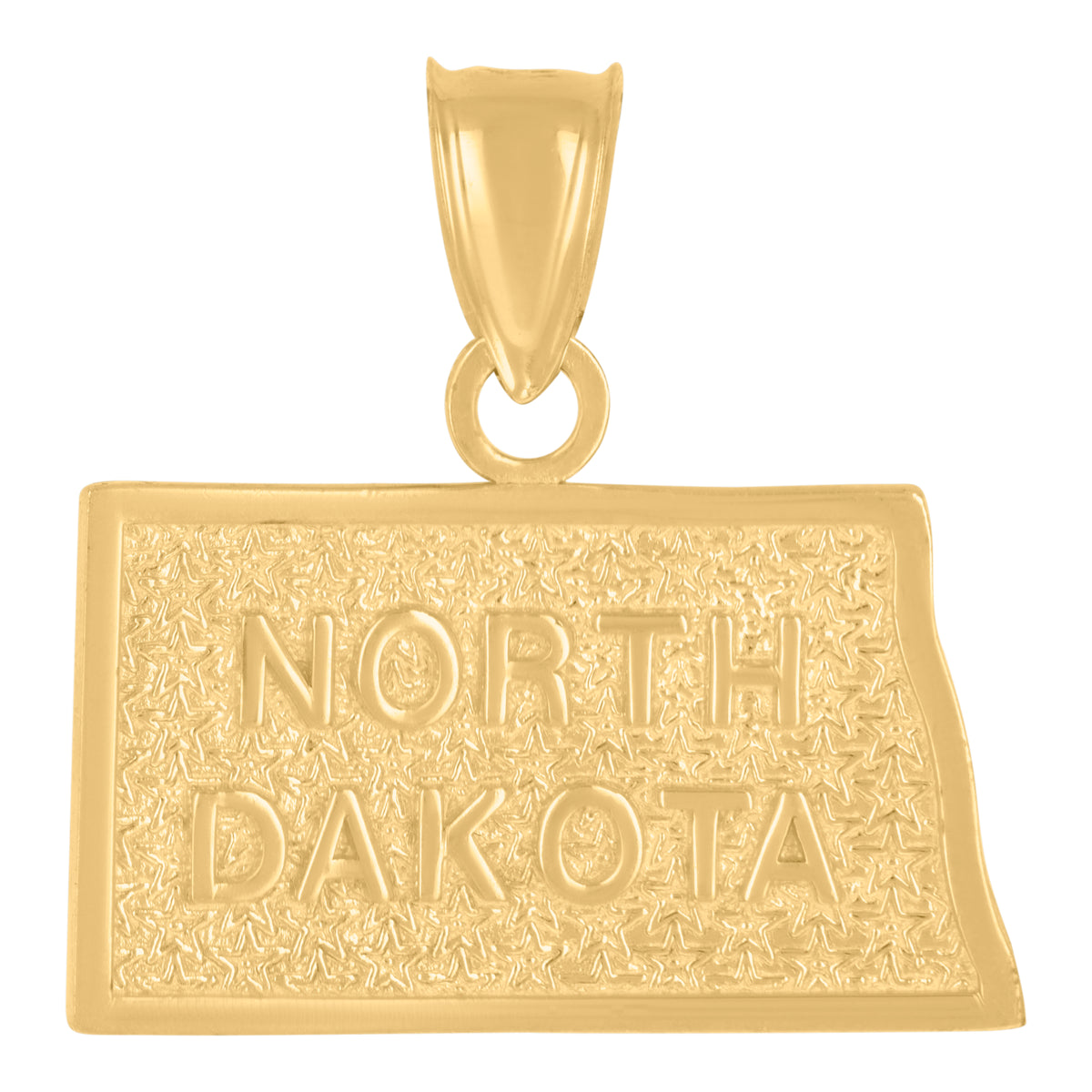 10kt Yellow Gold Textured Unisex North Dakota State Charm Pendant