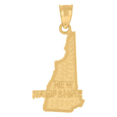 10kt Yellow Gold Textured Unisex New Hampshire State Charm Pendant