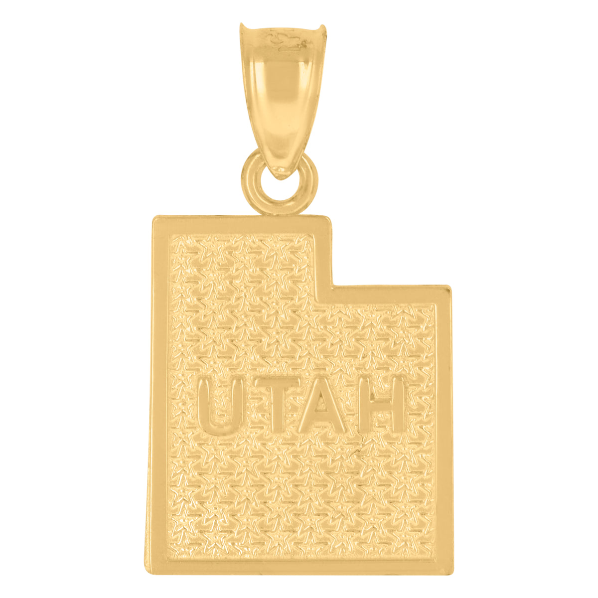 10kt Yellow Gold Textured Unisex Utah State Charm Pendant