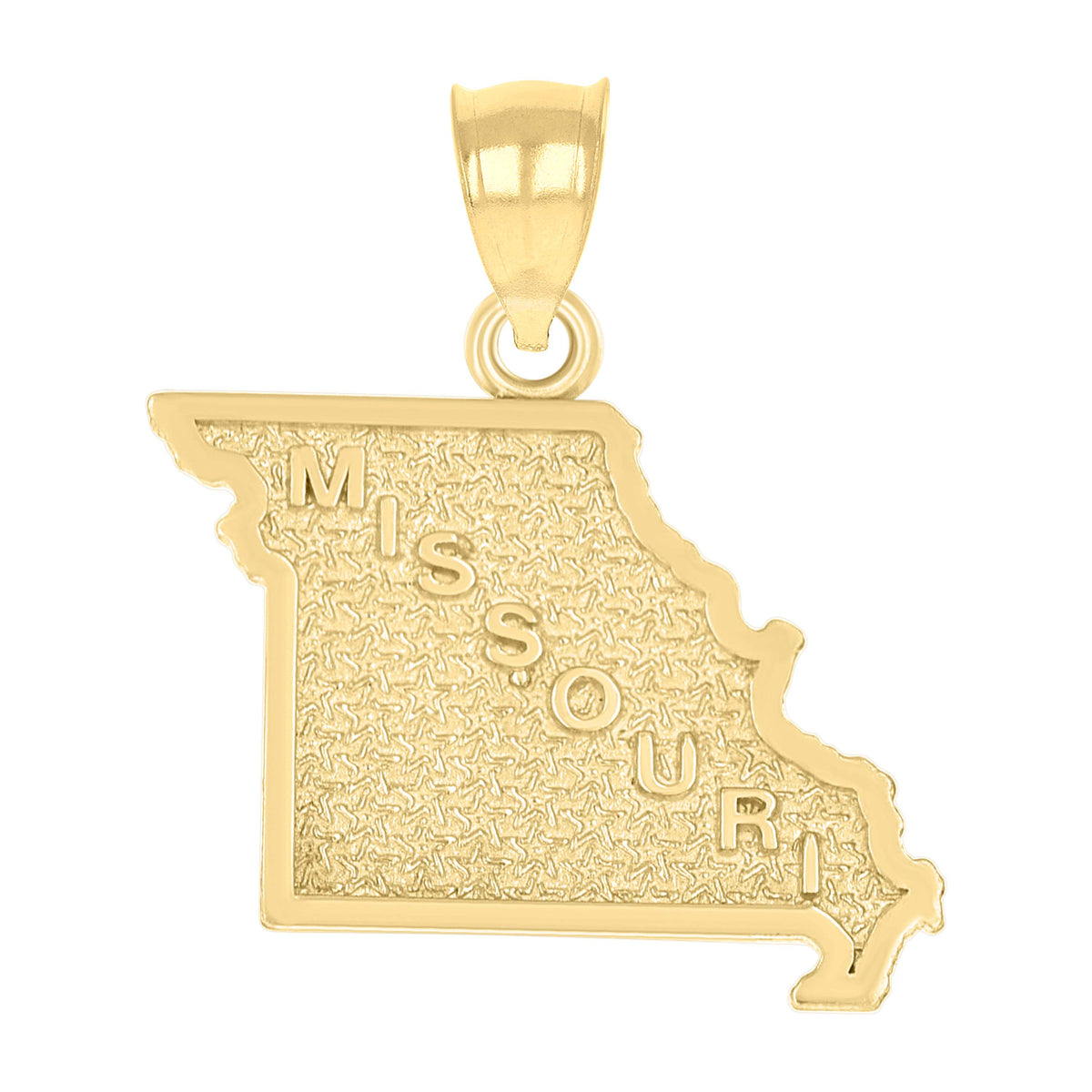 10kt Yellow Gold Textured Unisex Missouri State Charm Pendant