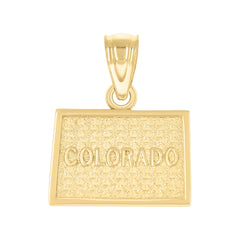 10kt Yellow Gold Textured Unisex Colorado Charm Pendant
