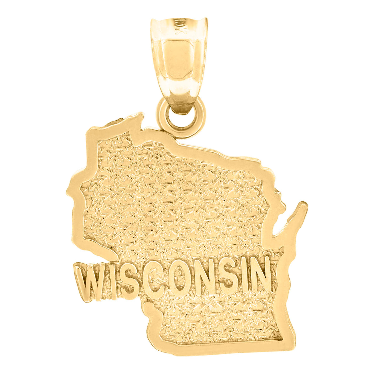 10kt Yellow Gold Textured Unisex Wisconsin State Charm Pendant